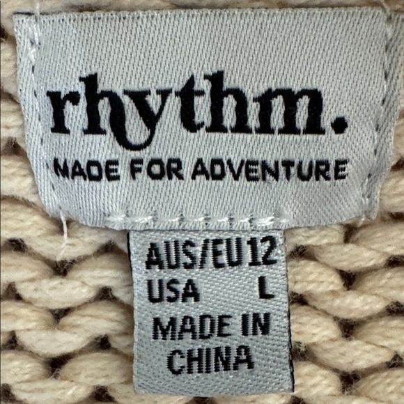 Rhythm made for adventure cotton blend heavy knitted Tan Cardigan size large - Picture 3 of 4